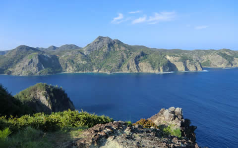 長崎展望台から見た父島の景色