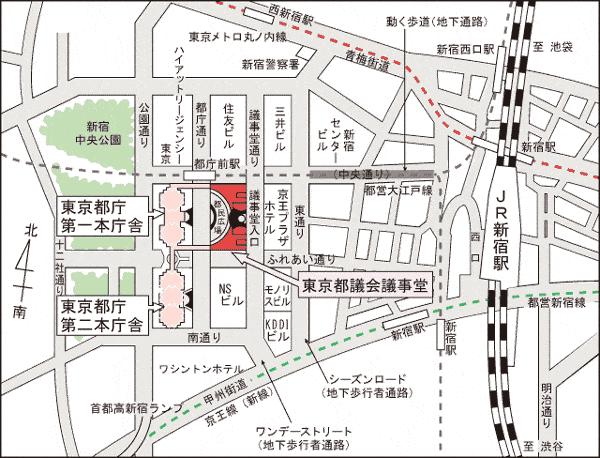 都議会への案内図