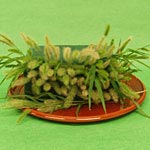 “草花を束ね給水スポンジの下に敷く”